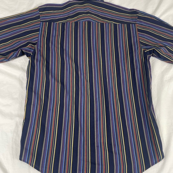 Lanzino Mens Multicolor Striped Long Sleeve Button Up Shirt Size M - Picture 13 of 13